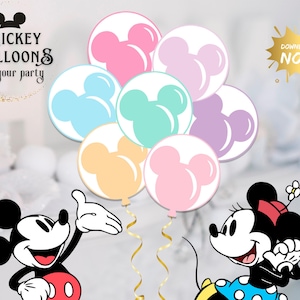 Printable Pastel Mickey Balloons, Disneyland Baby Shower Stand Up Prop, Mouse and Friends, Mickey Birthday Party Decoration Instant Download