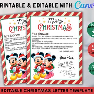 Modelo de carta surpresa de Natal editável, carta surpresa do mundo do rato, férias surpresa, carta de voo de viagem surpresa, presente de Natal para criança
