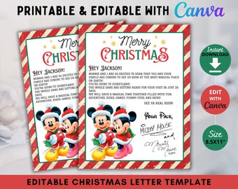 Editable Christmas Surprise Letter Template, Mouse World Surprise Letter, Surprise Vacation, Surprise Trip Flight Letter, Christmas Gift Kid