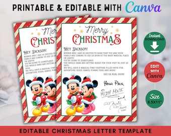 Editable Christmas Surprise Letter Template, Mouse World Surprise Letter, Surprise Vacation, Surprise Trip Flight Letter, Christmas Gift Kid