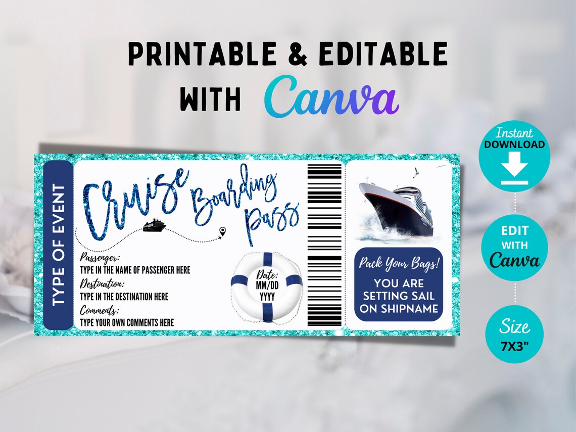 Editable Cruise Boarding Pass Template Cruise Boarding Pass - Etsy