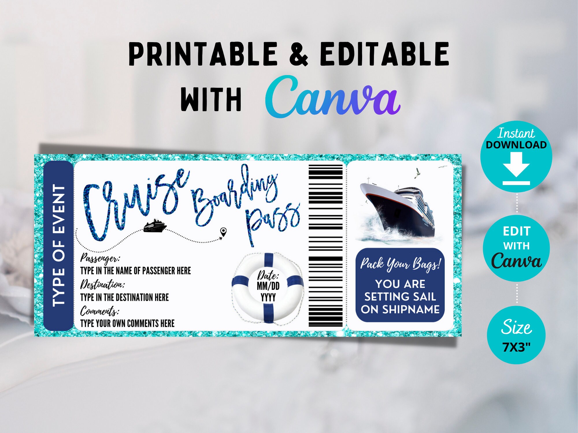 Editable Cruise Boarding Pass Template Cruise Boarding Pass Surprise Editable Cruise Boarding Pass Template Cruise Boarding Pass Surprise
