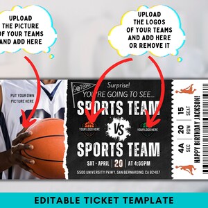 Editable Basketball Ticket Template, Basketball Game Ticket, Basketball ...
