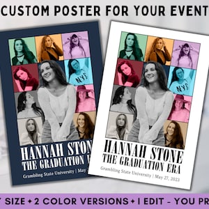 Custom Eras Tour Graduation Poster with Pictures, Personalized Graduation Announcement, Grad Sign, Class of 2025, End of An Era