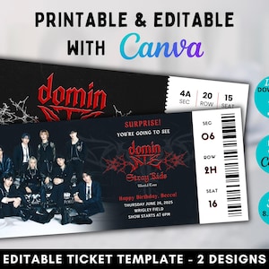 Bearbeitbar Stray Kids DominATE Konzertkarte, DominATE World Tour Nordamerika, Stray Kids Kpop, Stray Kids Bearbeiten Ticket, Konzertenthüllen Geschenk