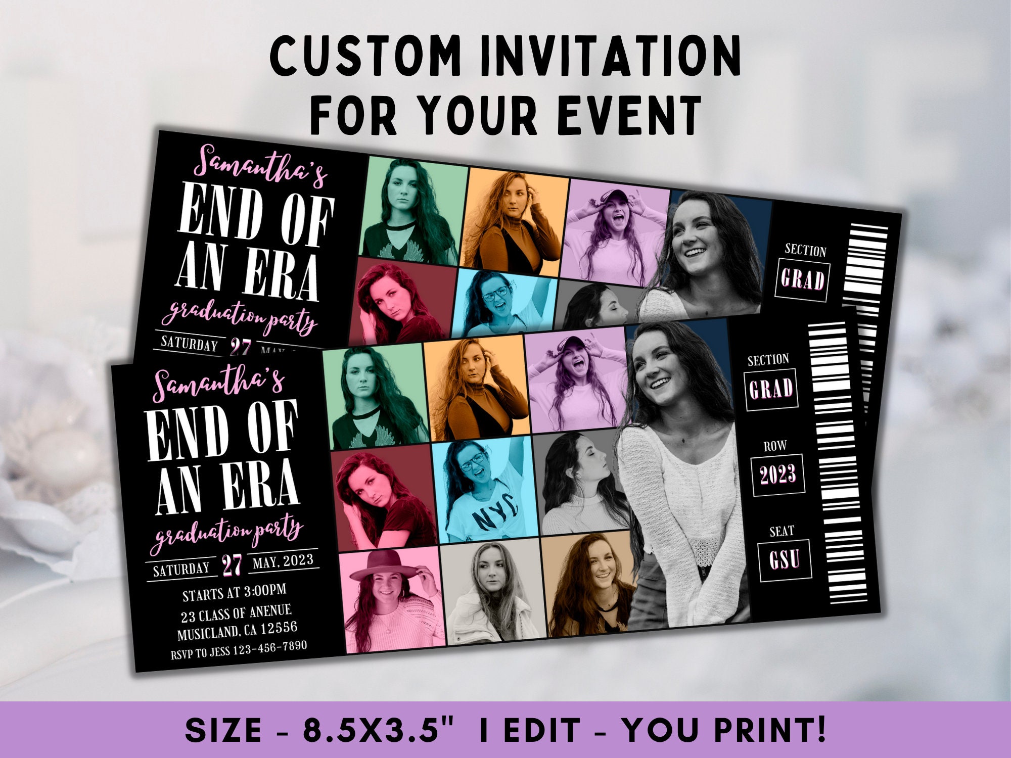 Custom Eras Tour Graduation Invitation With Pictures, Personalized ...