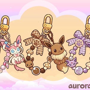 Eeveelution Keychains PNG Clipart Bundle, Kawaii Anime Art (digital ...