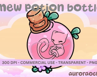 Mew Potion Bottle PNG Clipart, Kawaii Anime Art (Digital Download)
