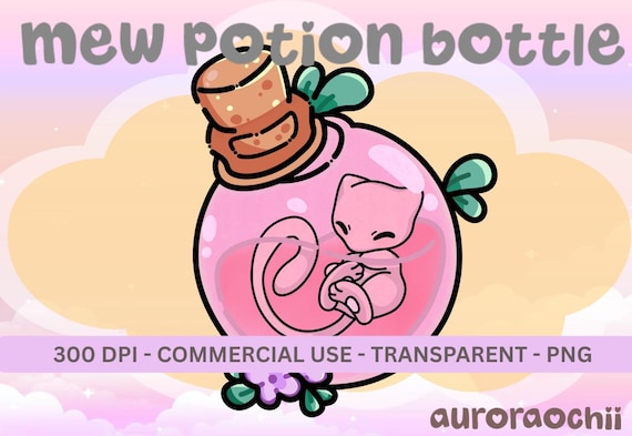 Mew Potion Bottle PNG Clipart, Kawaii Anime Art (Digital Download)