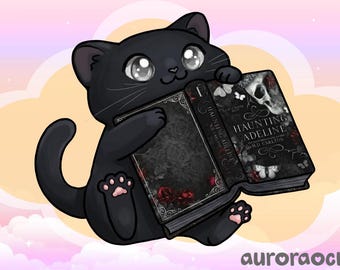 Haunting Adeline Book Sticker – Black Kitty Cat Art (Digital Download)