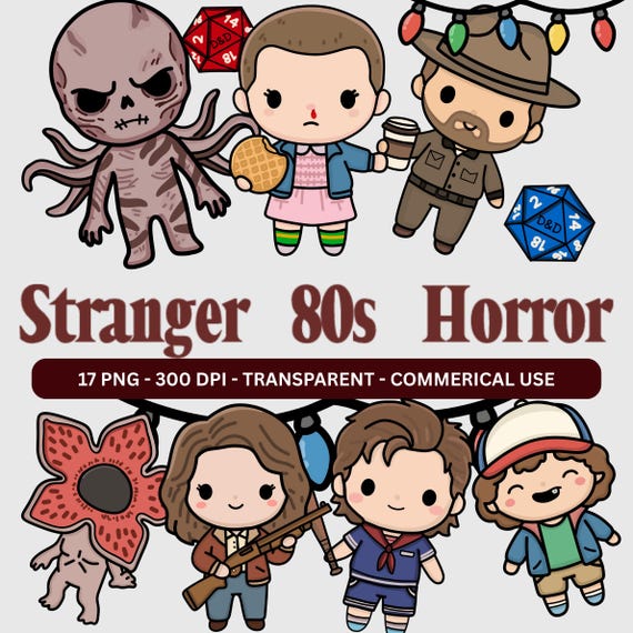 Stranger Characters Clipart Bundle | Upside Down Bundle | High Res Sublimation Designs (Digital Download)