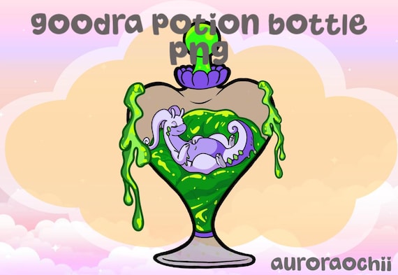 Sleepy Goodra Potion Bottle PNG Clipart, Kawaii Anime Art (Digital Download)