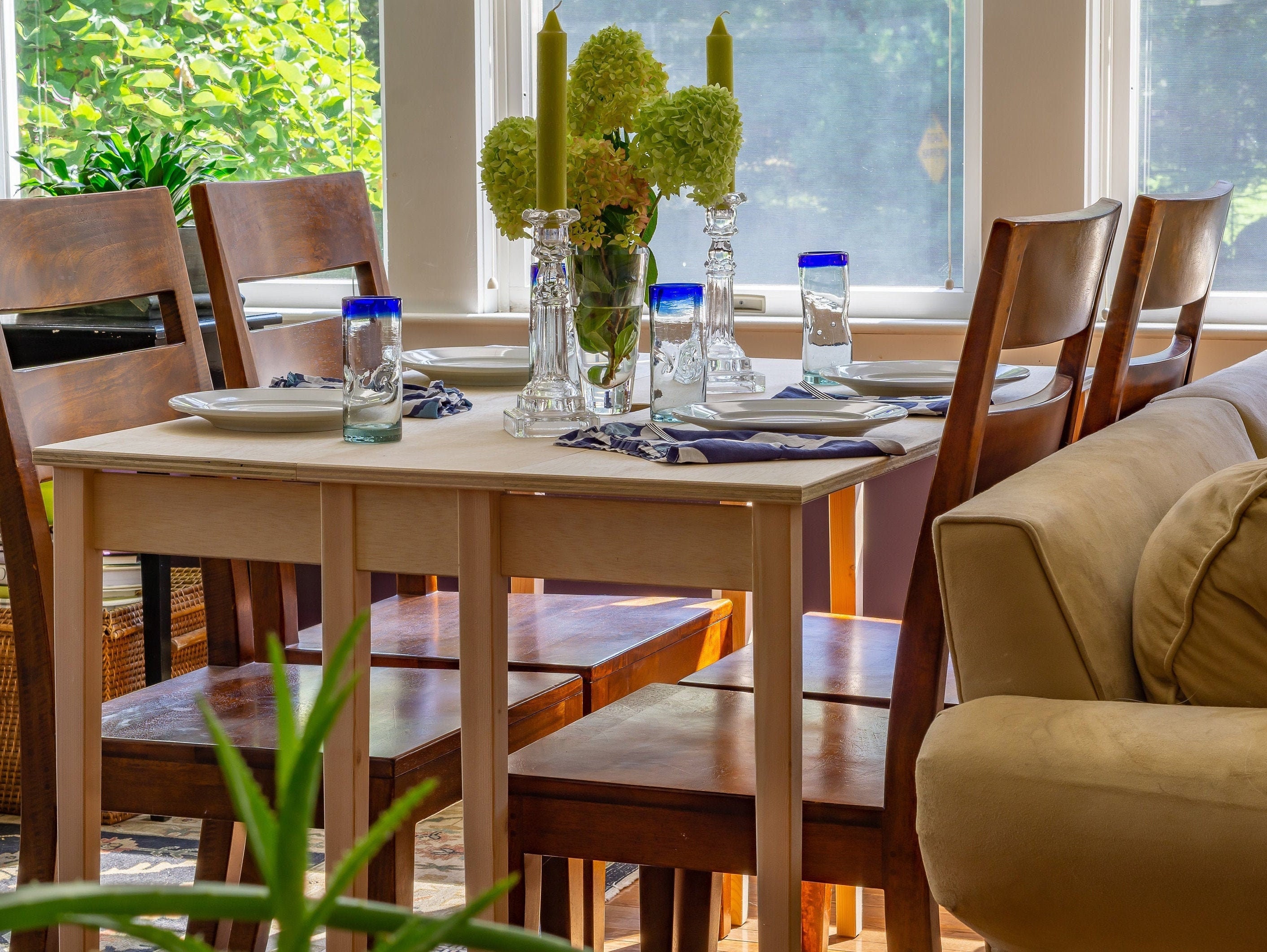 Narrow solid sales wood dining table