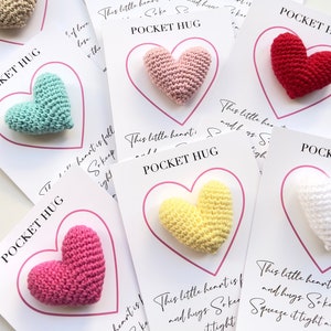 Pocket Hug Heart, Bridesmaid Gift, Handmade Gift, Crochet Hug Gift,  Miss You Gift, Surgery Gift