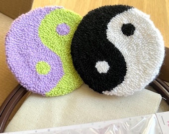 Yin Yang Punch Needle Coaster Kit, Beginner DIY Craft