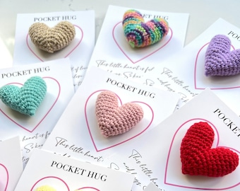 Pocket Hug Heart, Handmade Gift, Crochet Hug Gift,  Miss You Gift, First Day of School