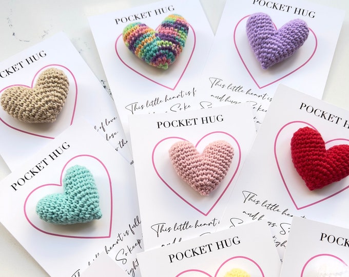 Crochet Pocket Hug Heart, Handmade Thinking of You Gift