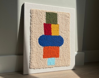 Modern Punch Needle Wall Hanging, Tufted Textile Art (15x20)