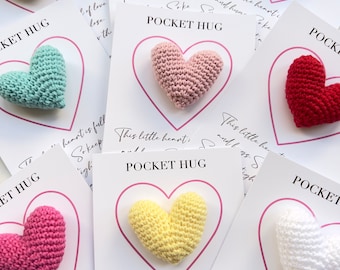Crochet Pocket Hug Token, Handmade Heart Gift