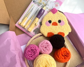 Punch Needle Coaster Kit, Beginner Punch Needle Kit, Mug Rug Coaster Kit, Embroidery Kit