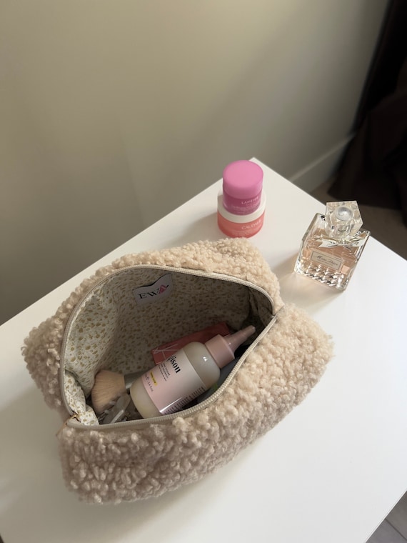 Teddy Beige Makeup Bag Beige Fluffy Makeup Bag Toiletry Bag Women Beige Accessories for Women Etsy