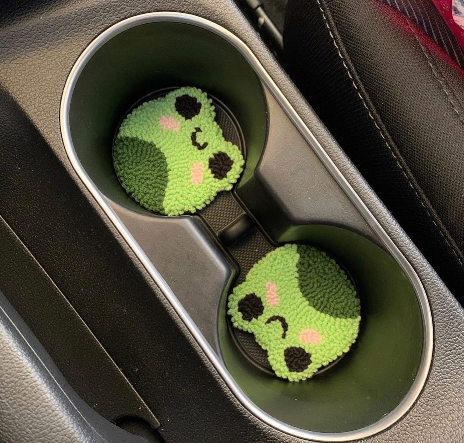 Punch Needle Frog Coasters