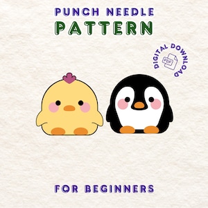Punch Needle PDF Digital Pattern, Chick Punch Needle Mug Rug Coaster Pattern, PDF Pattern, Beginner Punch Needle Embroidery Pattern