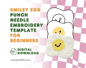 Punch Needle Embroidery Digital Template, Egg Punch Needle Coaster Pattern, PDF Pattern