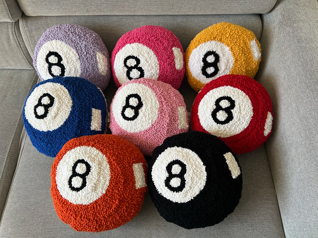 Hand Tufted Magic 8 Ball Pillow, Rustic Home Decor