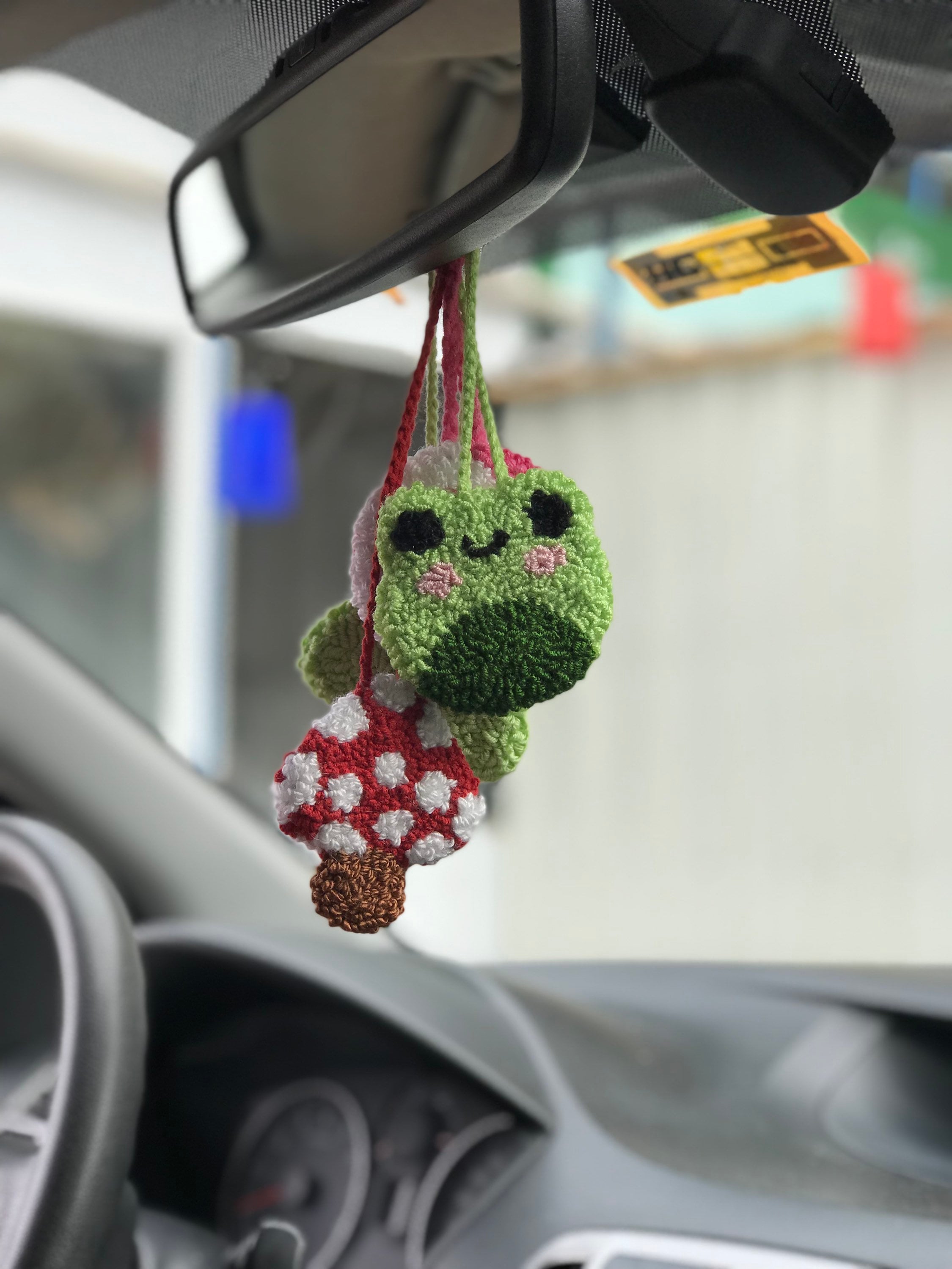 Heart Car Rear View Mirror Accessory, Crochet Red Heart Car Hanging, Car  Accessory for Women 