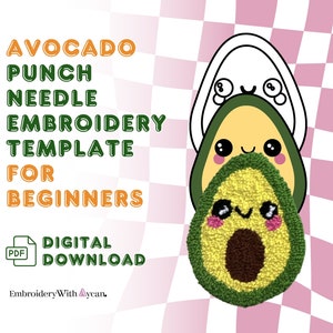 Patrón de bordado con aguja mágica de aguacate, posavasos para principiantes (patrón en PDF)