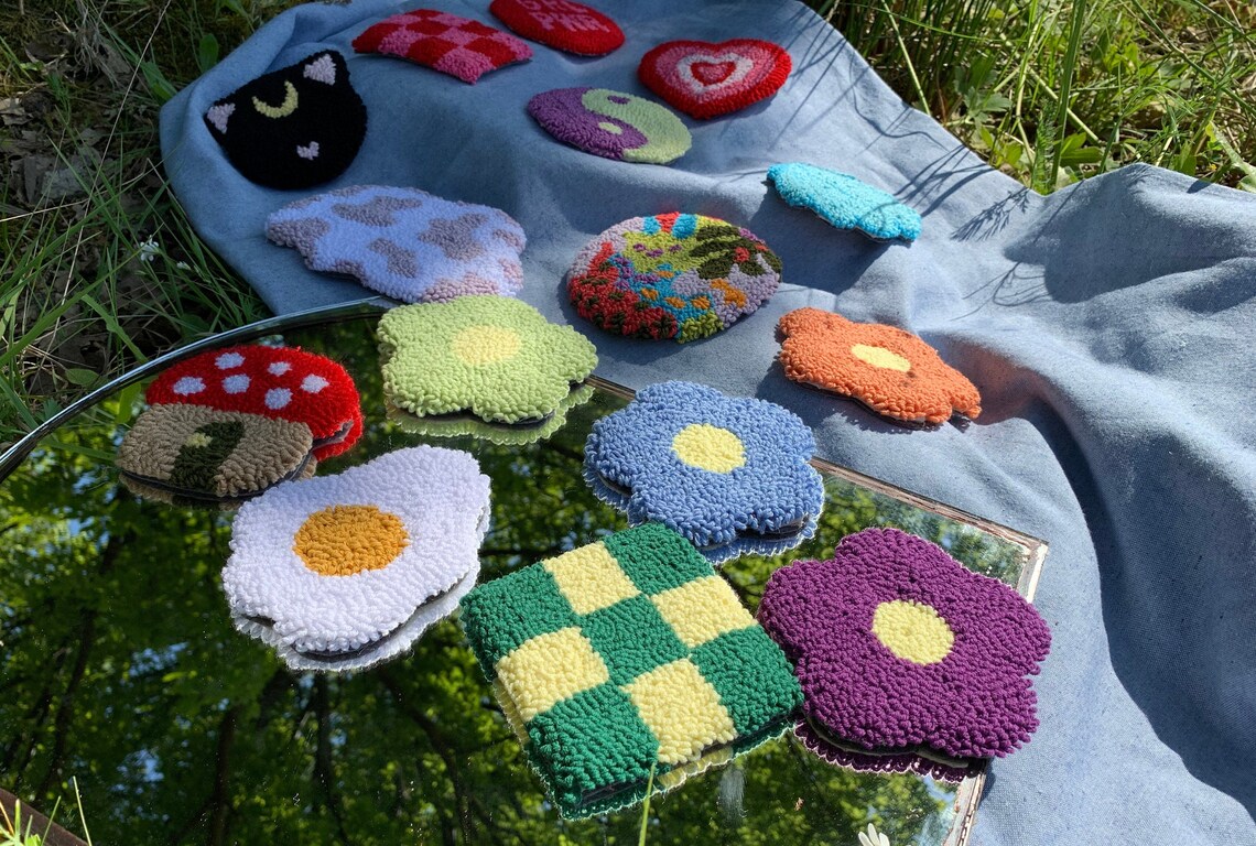 Pink & Red Heart Handmade Tufted Rugs Teenager Gift Moon Cat Etsy
