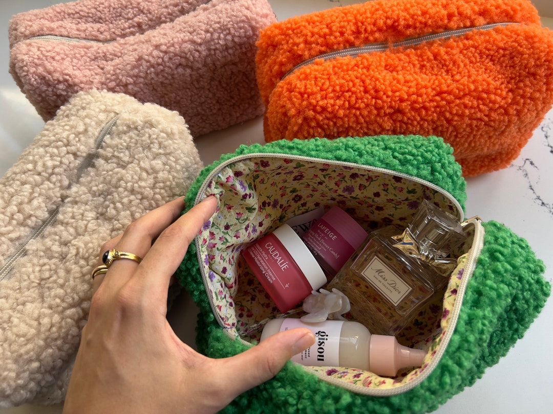 Teddy Bear Makeup Bag Pink Fluffy Makeup Bag Toiletry Bag Etsy