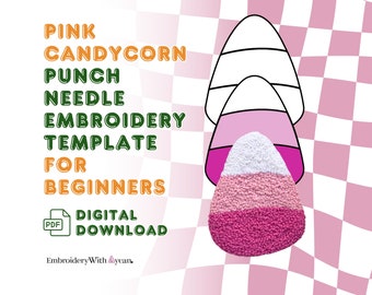 Halloween Candy Corn Punch Needle Pattern, Beginner Coaster (Digital Download)