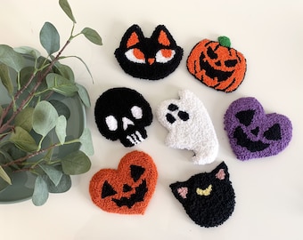 Halloween-onderzetterset met punchnaald, spookachtige onderzetters