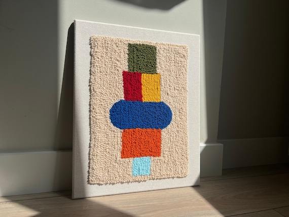 Modern Punch Needle Wall Hanging, Tufted Textile Art (15x20)