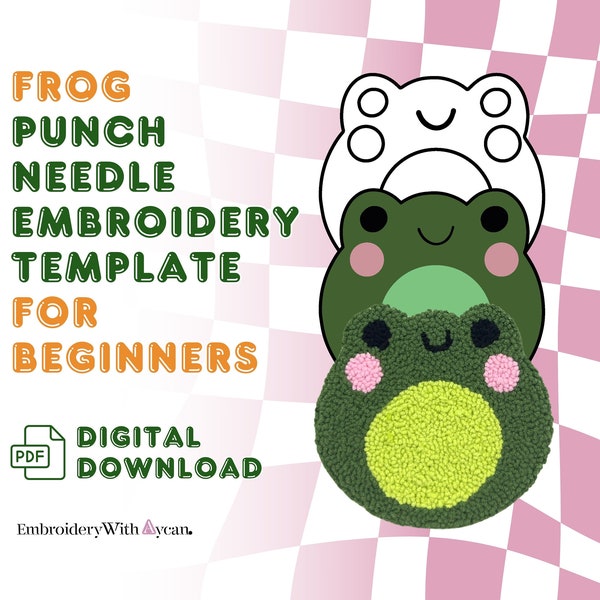 Punch Needle Digital Template, Frog Punch Needle Coaster Pattern, PDF Pattern