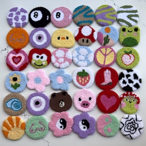 Cute Car Accessories for Women, Pink Car Accessories, Set of 2 Punch Needle Car Coaster, Coaster for Car, New Car Gift, Gift for New Car