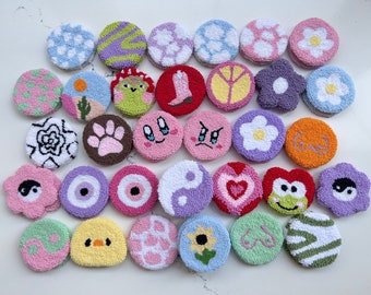 Handmade Punch Needle Car Coasters, Y2K Car Accessories, Set of 2
