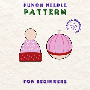 Beginner Punch Needle Pattern, Mug Rug Coaster, Christmas Themed Punch Needle Coaster PDF Digital Pattern, Christmas PDF, Digital Download