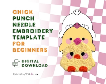 Chick Punch Needle Pattern, Beginner Mug Rug Coaster (PDF Pattern)