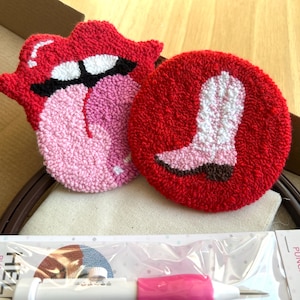 Beginner Level Kit, Diy Punch Needle Coaster Kit, Mug Rug Coaster, Beginner Punch Needle Kit, Embroidery Kit