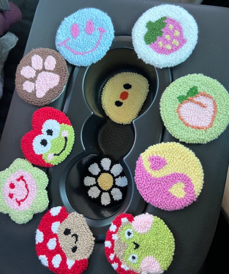 Set of 2 Car Coaster Christmas Gift Pink Car Accessories Etsy