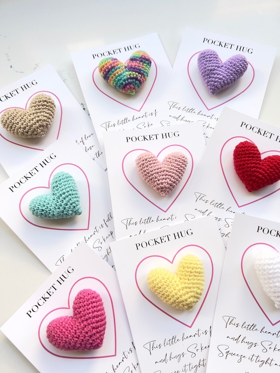 Crochet Pocket Hug Heart, Handmade Thinking of You Gift