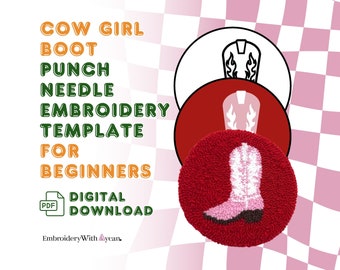Cowgirl Boot Punch Needle Coaster Pattern (PDF Pattern)