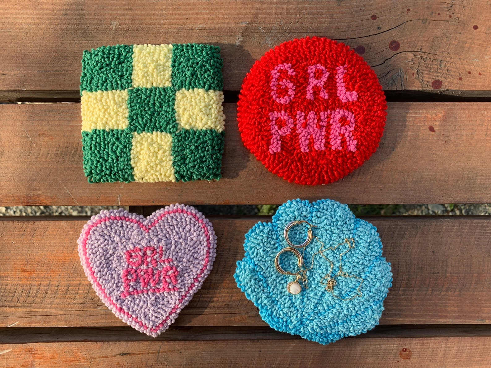 Punch Needle Mug Rug Handmade Coaster Housewarming Gift Etsy