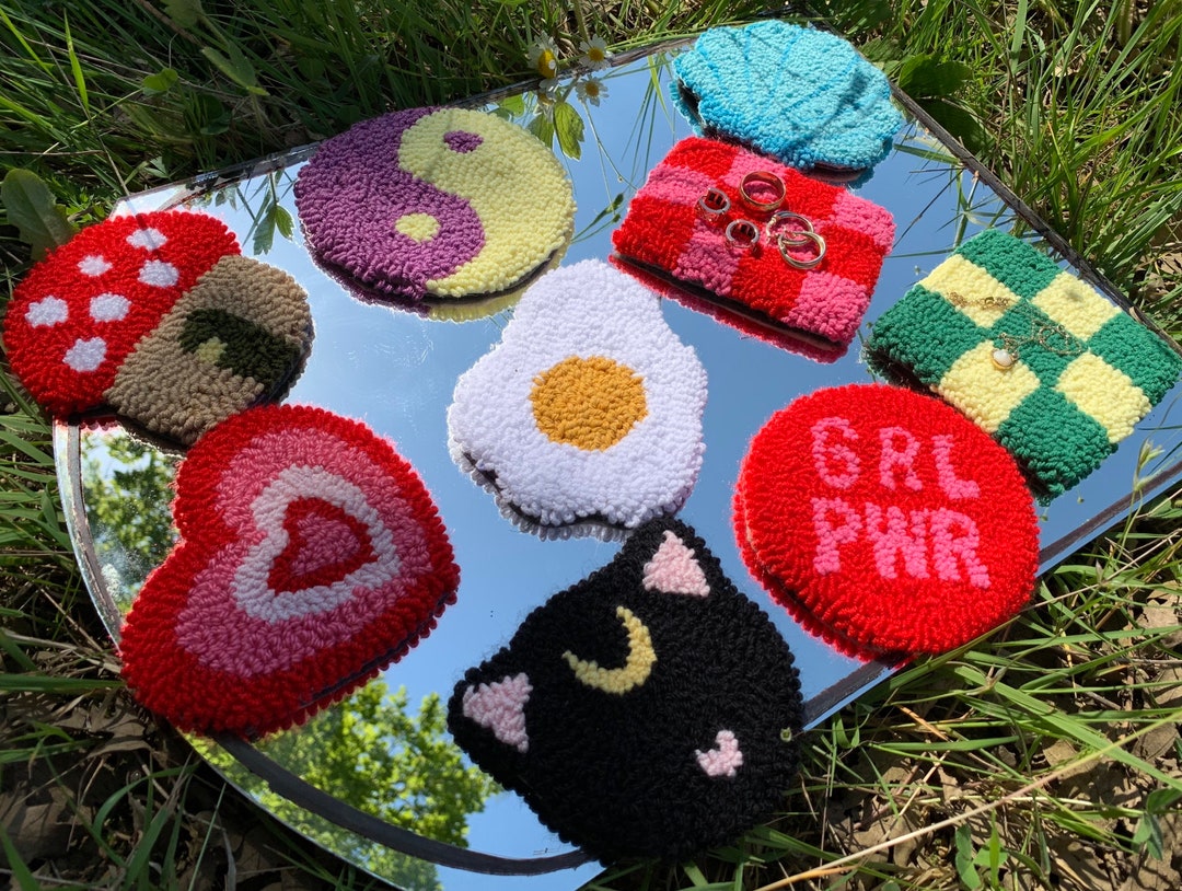 Punch Needle Mug Rug, Handmade Coaster, Housewarming Gift, Handmade Mug Rug, Drink Coasters ...