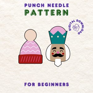 Punch Needle Coaster PDF Digital Pattern, Christmas Mug Rug Coaster, Punch Needle Pattern, Beginner Level, Digital Download
