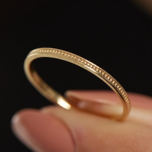 14k Solid Gold for Women - Wedding & Engagement -Thin Wedding Band - Stacking Ring - Dainty Minimalist Gold Ring - 1.2mm Wedding Band