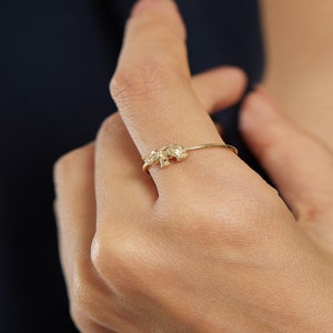 14k solide Gold Elefant Ring, dünner Gold Ring, zierliche Tier Liebhaber Figur Schmuck, Liebhaber Geschenk Ring, 14k Elefant Mode Ring